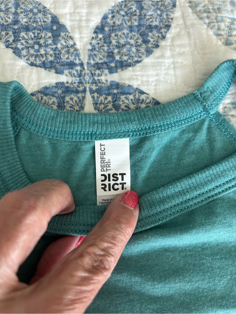 SIZE M - FITNESS TEE CO. Teal Halter Tank Top with Multicolor Sunset Print - Picture 3 of 3
